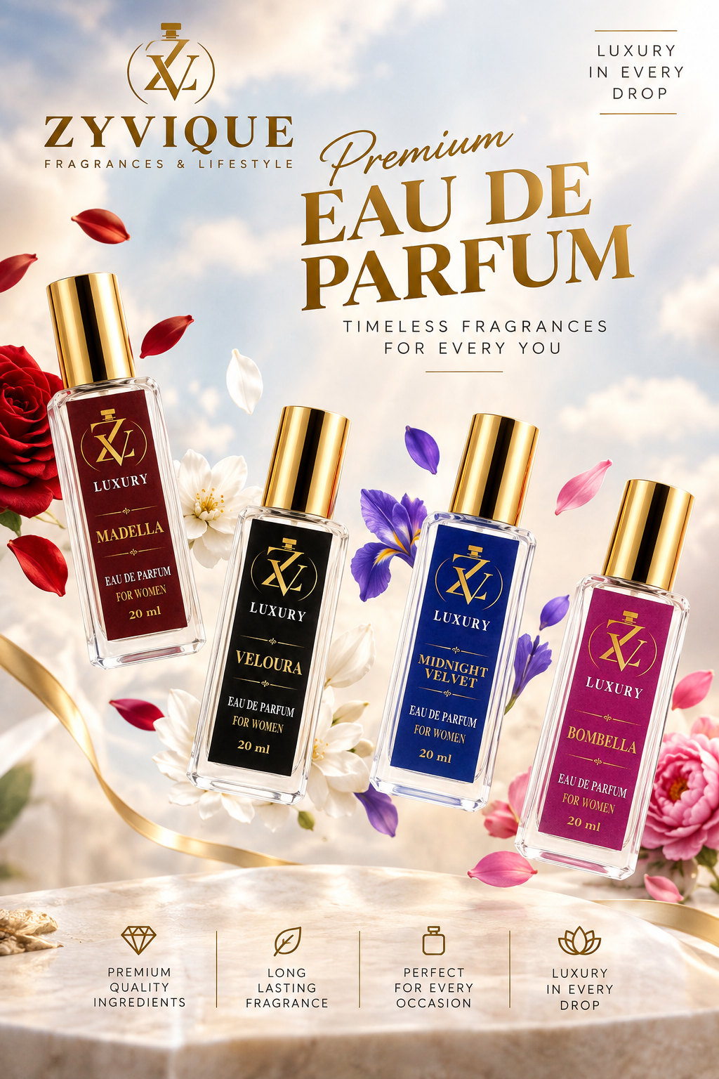 ZYVIQUE Women’s Perfume Gift Set — 4 × 20 ml